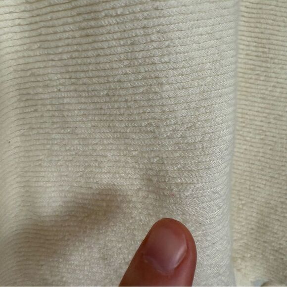 Madewell Texture And Thread Top Sz L Cream Cropped Ribbed Twist V Neck Cotton - Picture 4 of 10